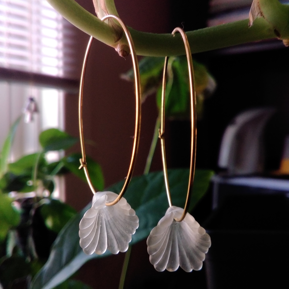 New Hand Made Gold Fill Hoop Earrings with Flower Accents